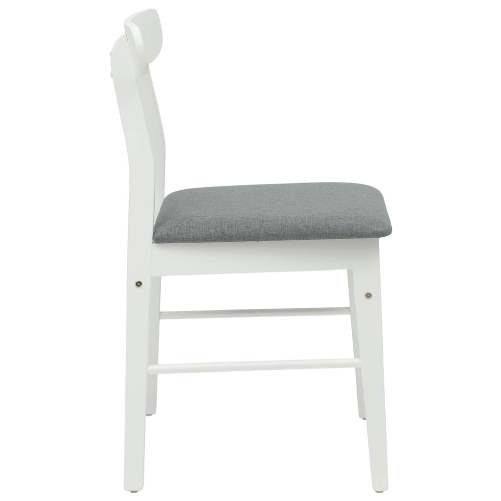 Dining Chair 2 pcs White and Grey Solid Rubber Wood