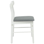 Dining Chair 2 pcs White and Grey Solid Rubber Wood