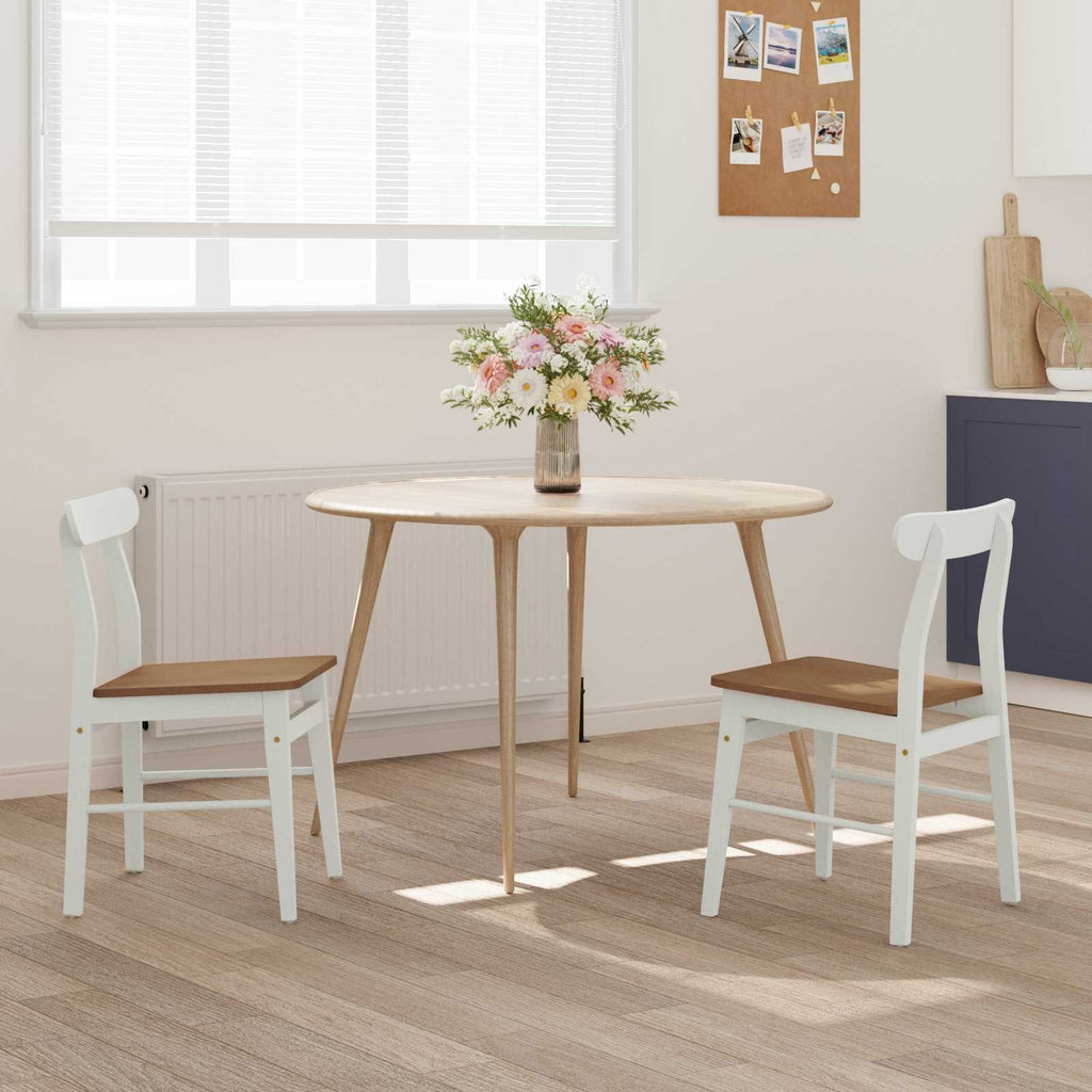 Dining Chair 2 pcs White and Natural 43 x 44.5 x 77 cm