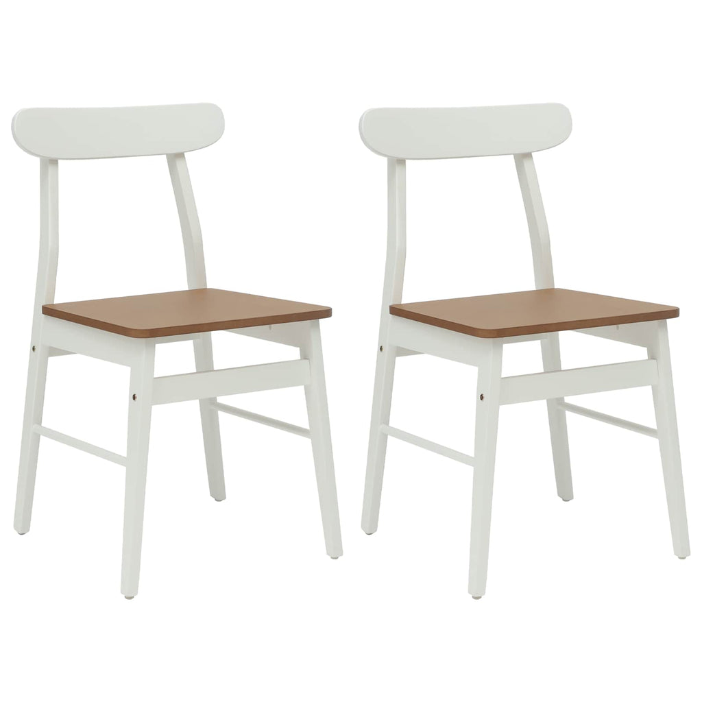 Dining Chair 2 pcs White and Natural 43 x 44.5 x 77 cm