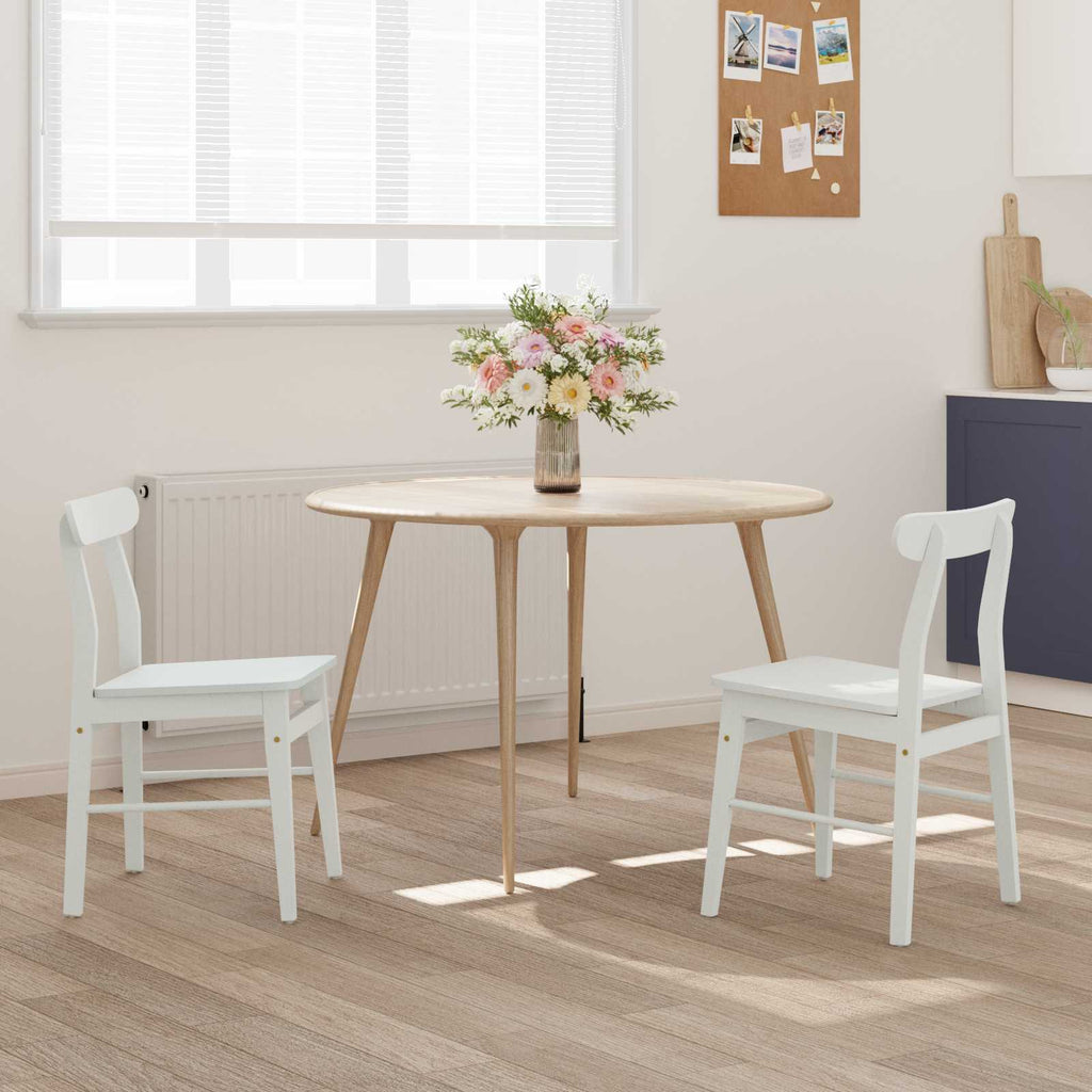 Dining Chair 2 pcs White 43 x 44.5 x 77 cm Solid Rubber Wood