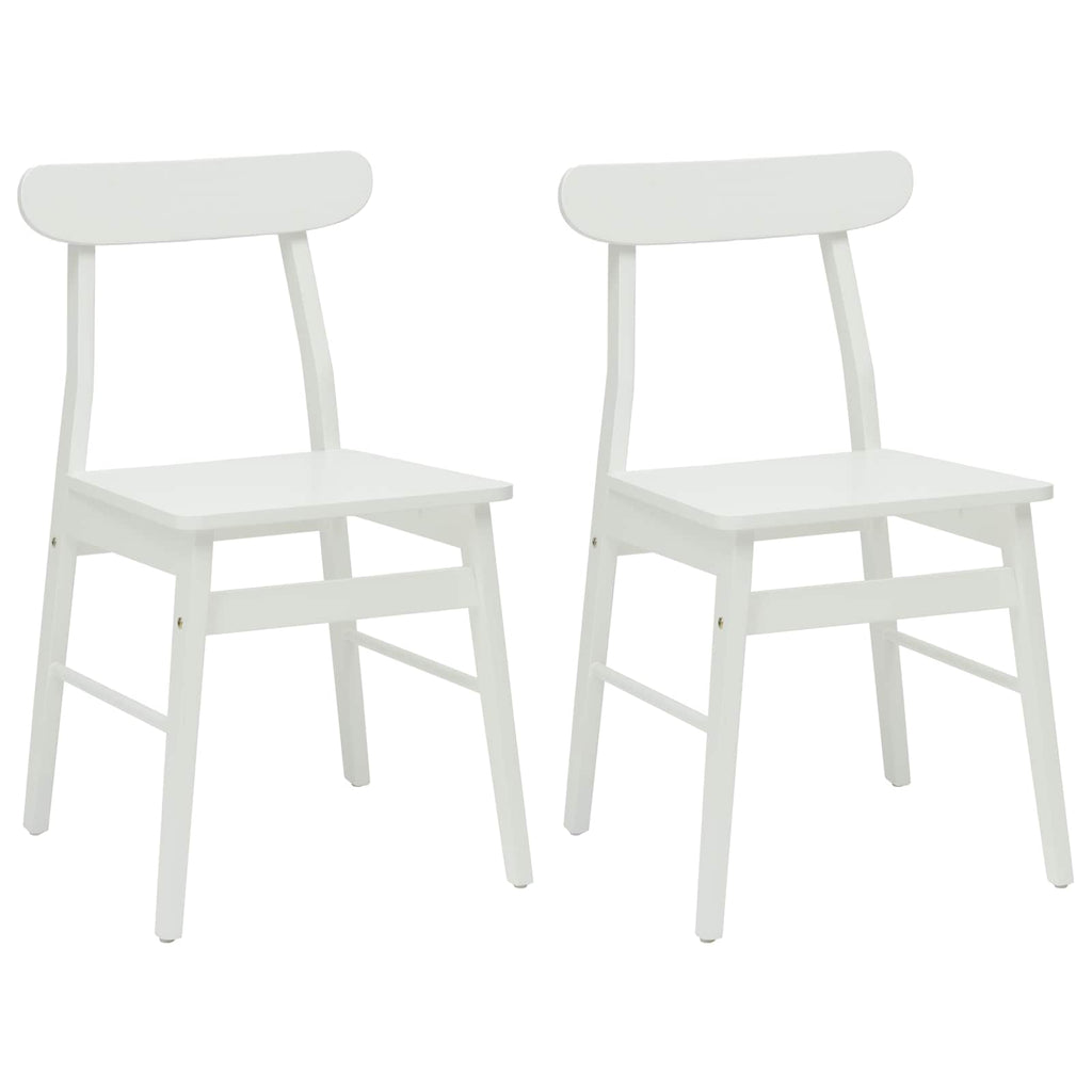 Dining Chair 2 pcs White 43 x 44.5 x 77 cm Solid Rubber Wood