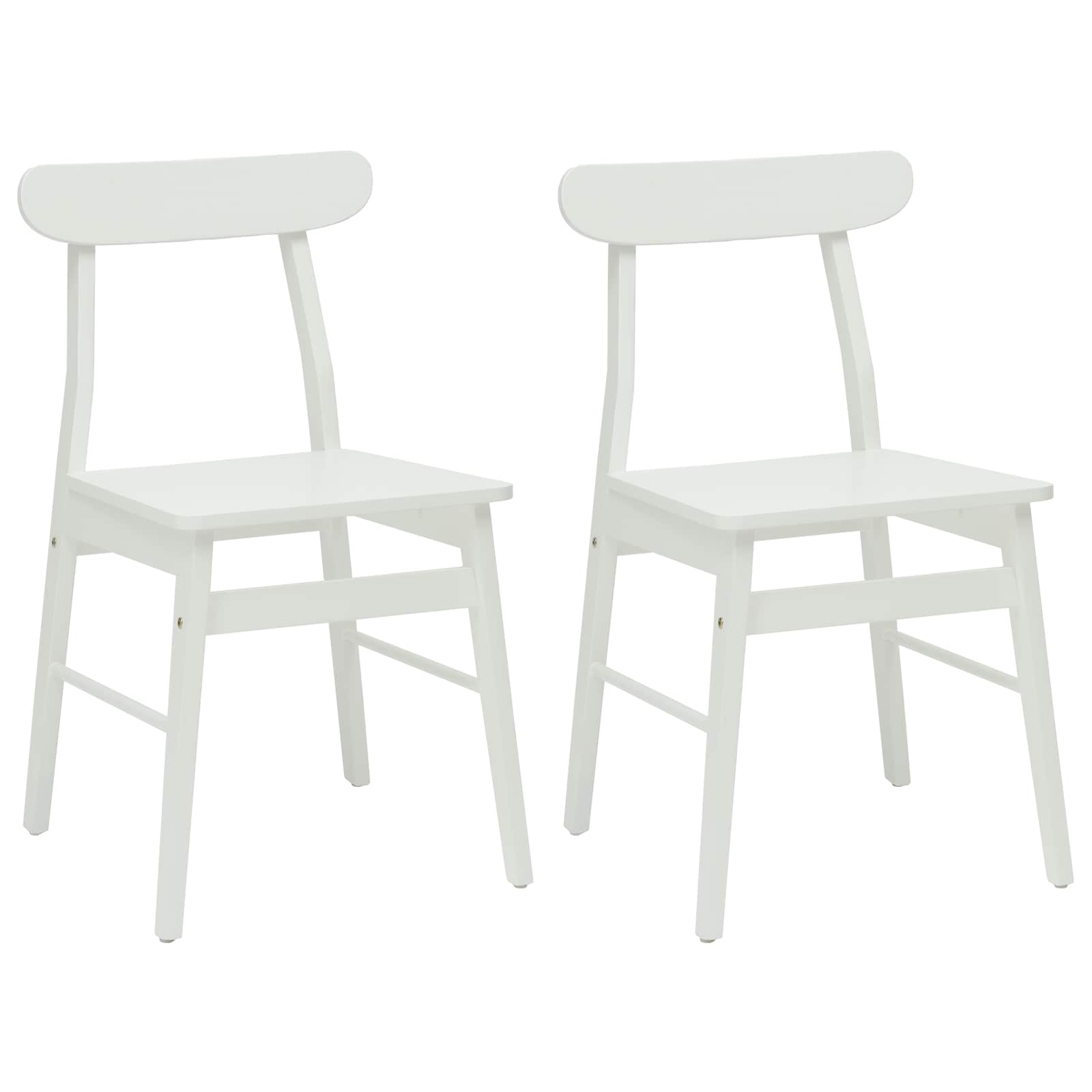 Dining Chair 2 pcs White 43 x 44.5 x 77 cm Solid Rubber Wood