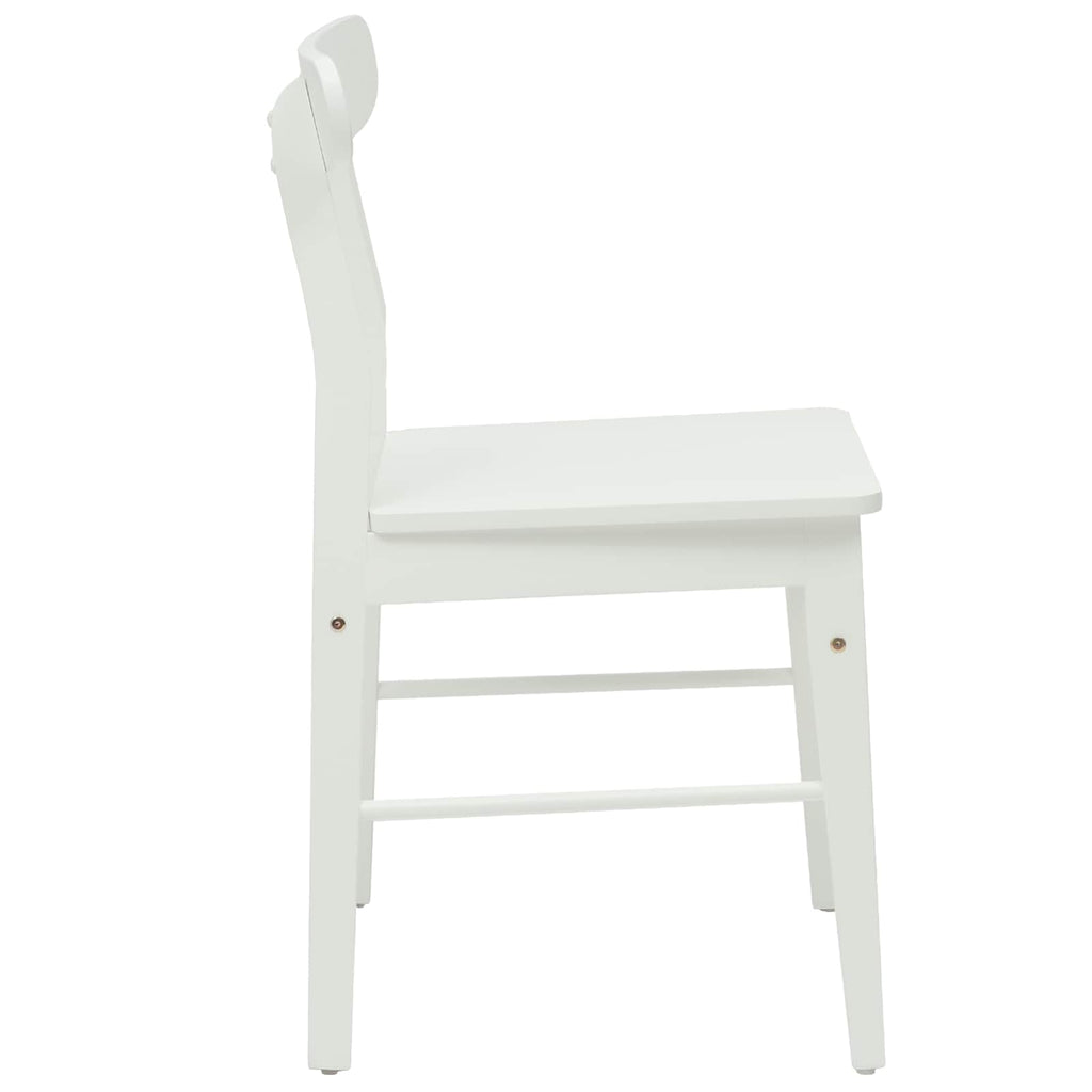 Dining Chair 2 pcs White 43 x 44.5 x 77 cm Solid Rubber Wood