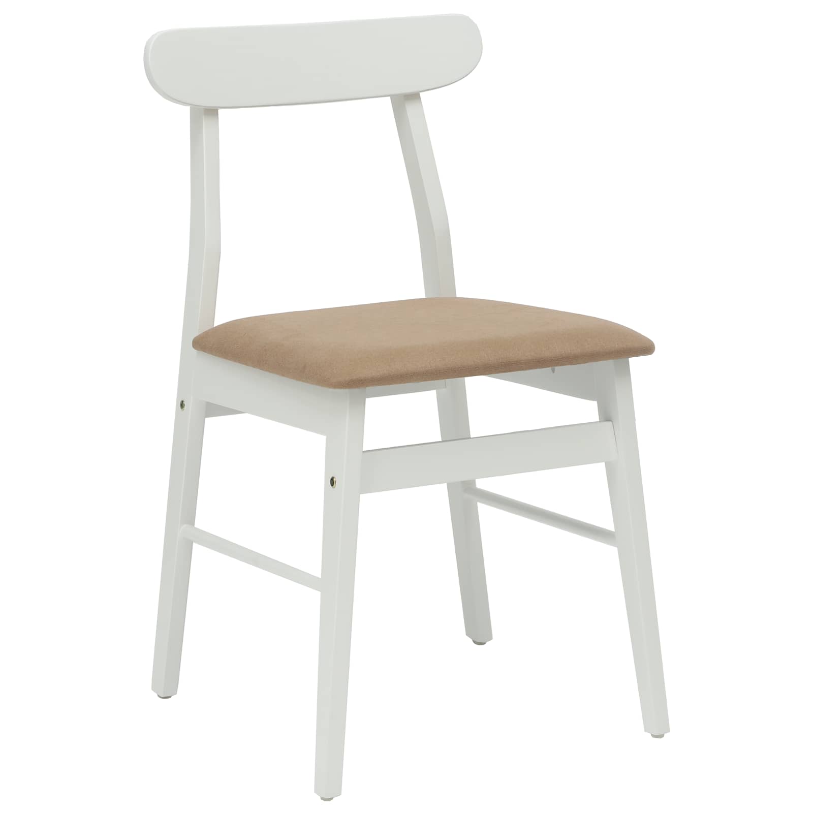 Dining Chair 2 pcs White and Brown Solid Rubber Wood