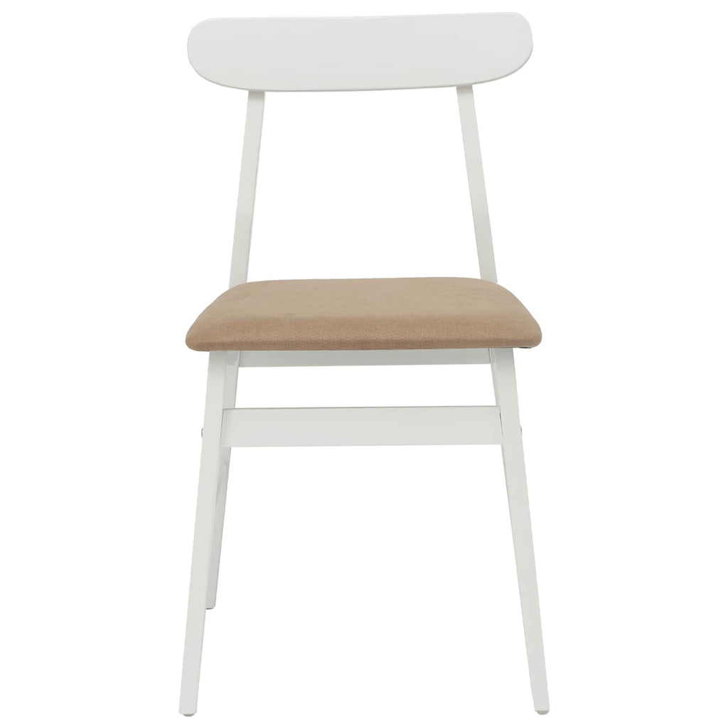 Dining Chair 2 pcs White and Brown Solid Rubber Wood