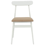 Dining Chair 2 pcs White and Brown Solid Rubber Wood