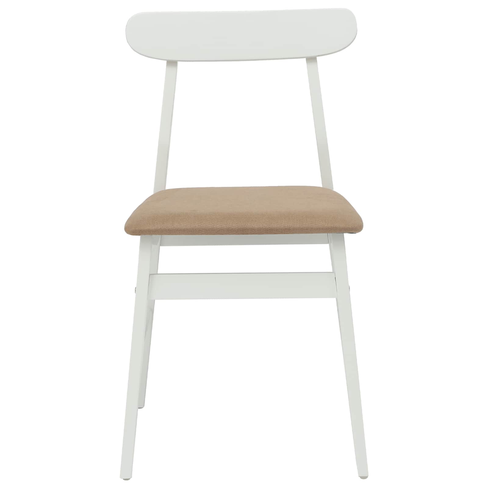 Dining Chair 2 pcs White and Brown Solid Rubber Wood
