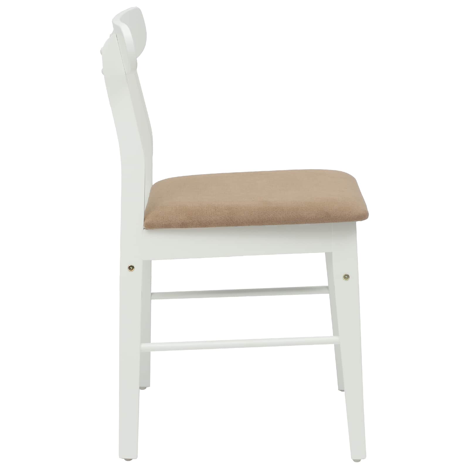 Dining Chair 2 pcs White and Brown Solid Rubber Wood