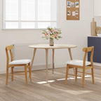 Dining Chair 2 pcs Natural and Light Solid Rubber Wood