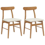 Dining Chair 2 pcs Natural and Light Solid Rubber Wood