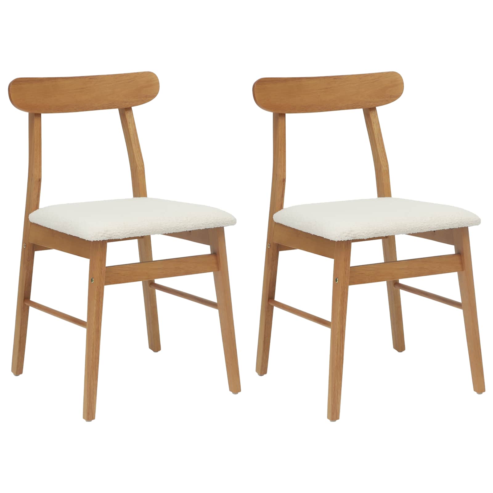 Dining Chair 2 pcs Natural and Light Solid Rubber Wood