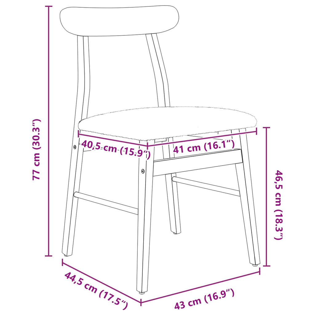 Dining Chair 2 pcs Natural and Light Solid Rubber Wood