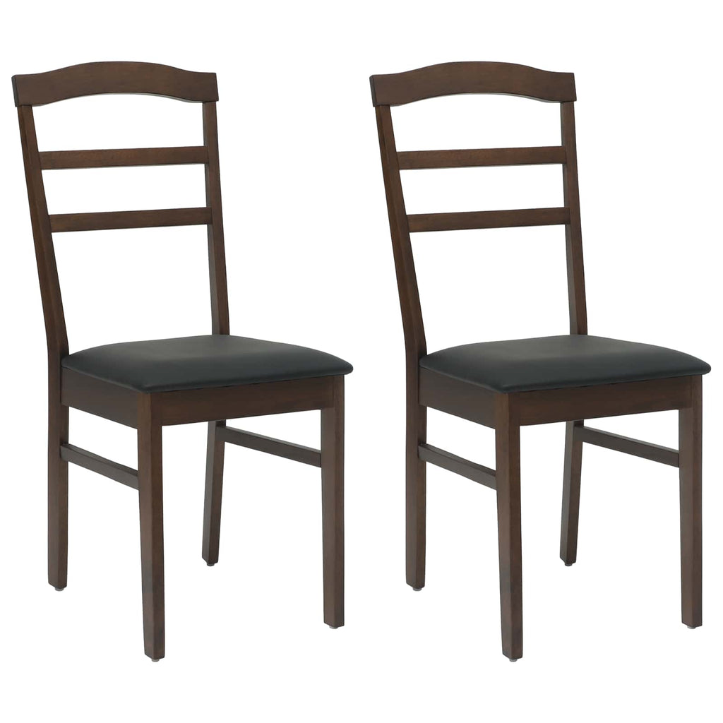 Dining Chair 2 pcs Light Brown and Black Solid Rubber Wood