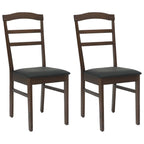 Dining Chair 2 pcs Light Brown and Black Solid Rubber Wood