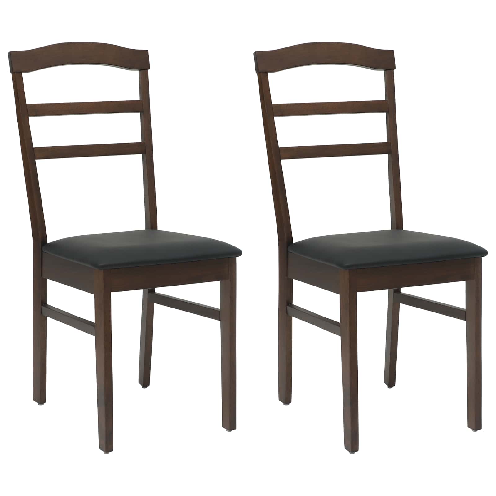 Dining Chair 2 pcs Light Brown and Black Solid Rubber Wood