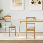 Dining Chair 2 pcs Natural and Light Solid Rubber Wood