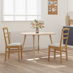 Dining Chair 2 pcs Natural and Light Solid Rubber Wood