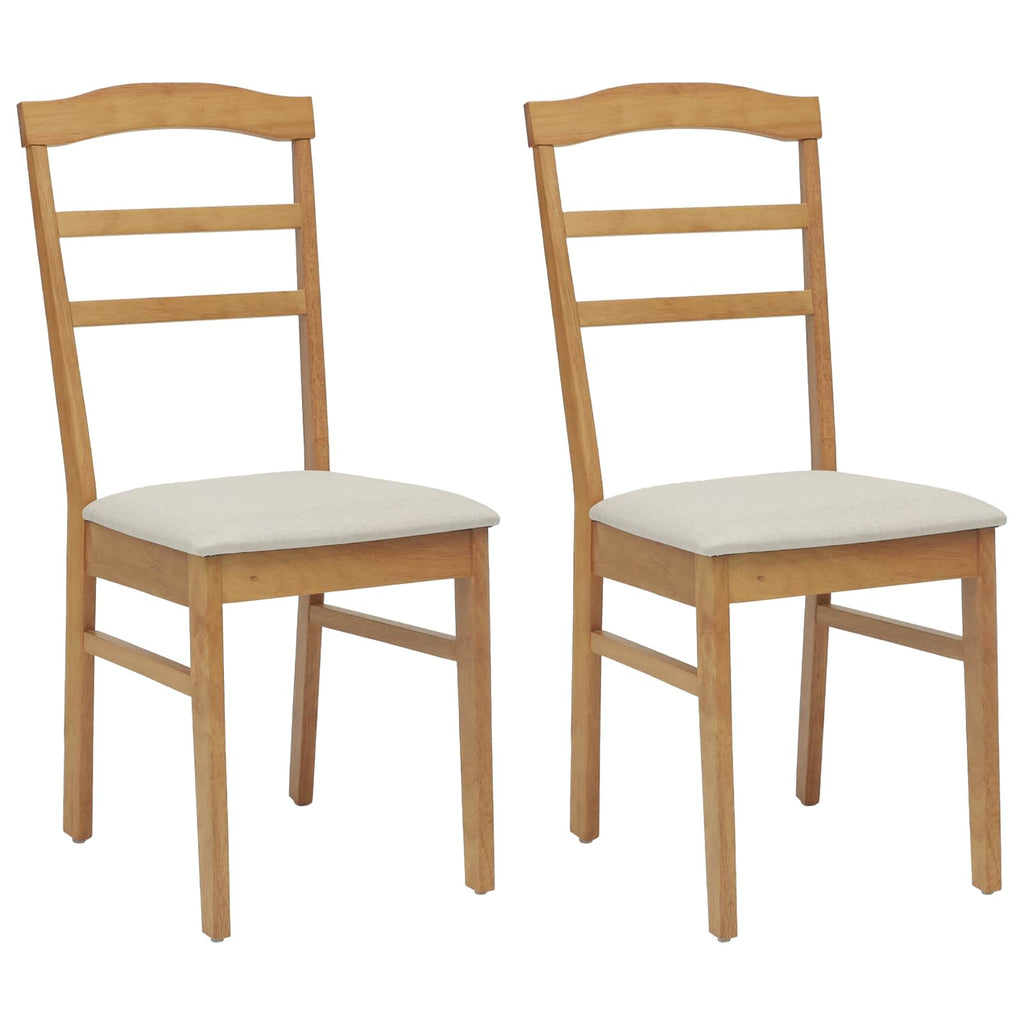 Dining Chair 2 pcs Natural and Light Solid Rubber Wood