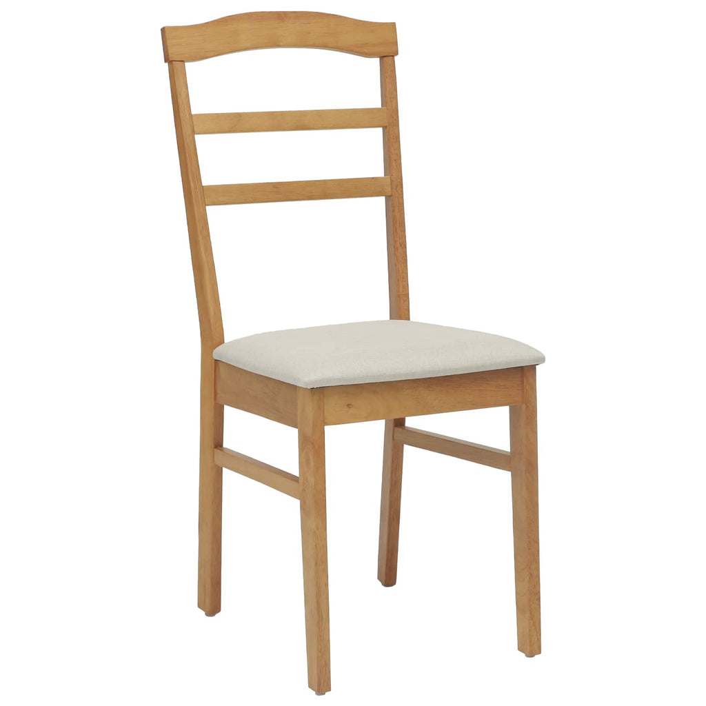 Dining Chair 2 pcs Natural and Light Solid Rubber Wood