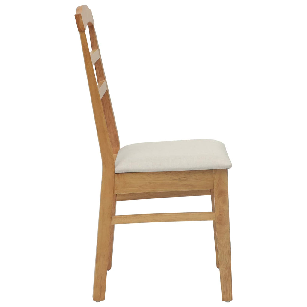 Dining Chair 2 pcs Natural and Light Solid Rubber Wood