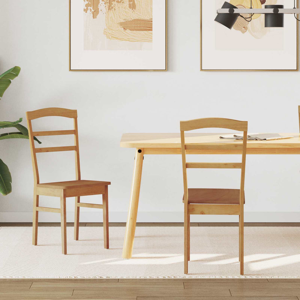 Dining Chair 2 pcs Natural Solid Rubber Wood