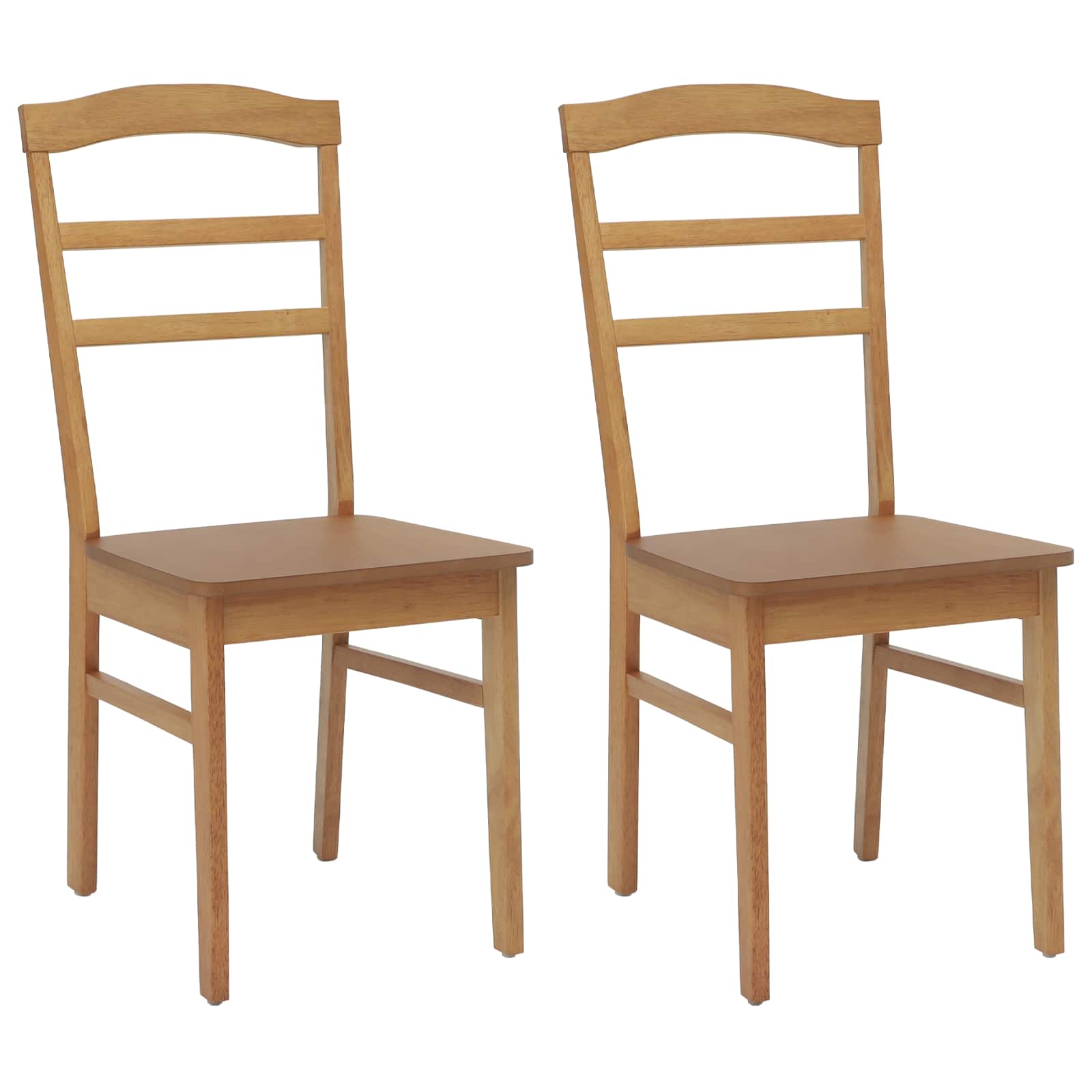 Dining Chair 2 pcs Natural Solid Rubber Wood