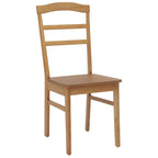 Dining Chair 2 pcs Natural Solid Rubber Wood