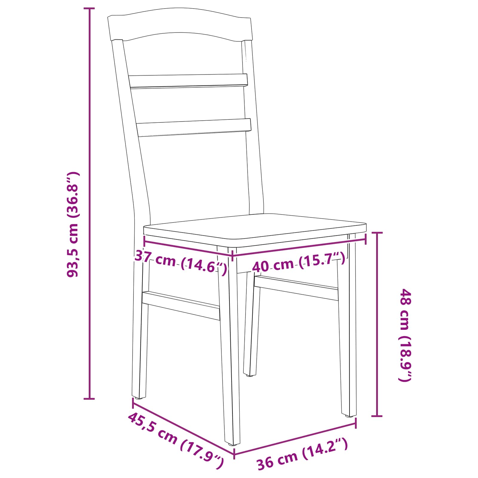 Dining Chair 2 pcs Natural Solid Rubber Wood