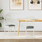 Dining Chair 2 pcs White and Grey Solid Rubber Wood