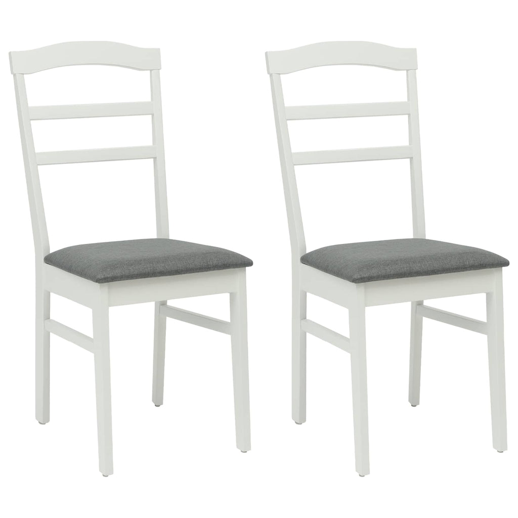 Dining Chair 2 pcs White and Grey Solid Rubber Wood