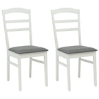 Dining Chair 2 pcs White and Grey Solid Rubber Wood