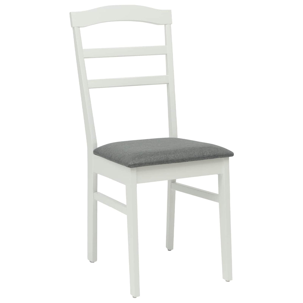 Dining Chair 2 pcs White and Grey Solid Rubber Wood