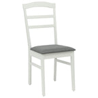 Dining Chair 2 pcs White and Grey Solid Rubber Wood