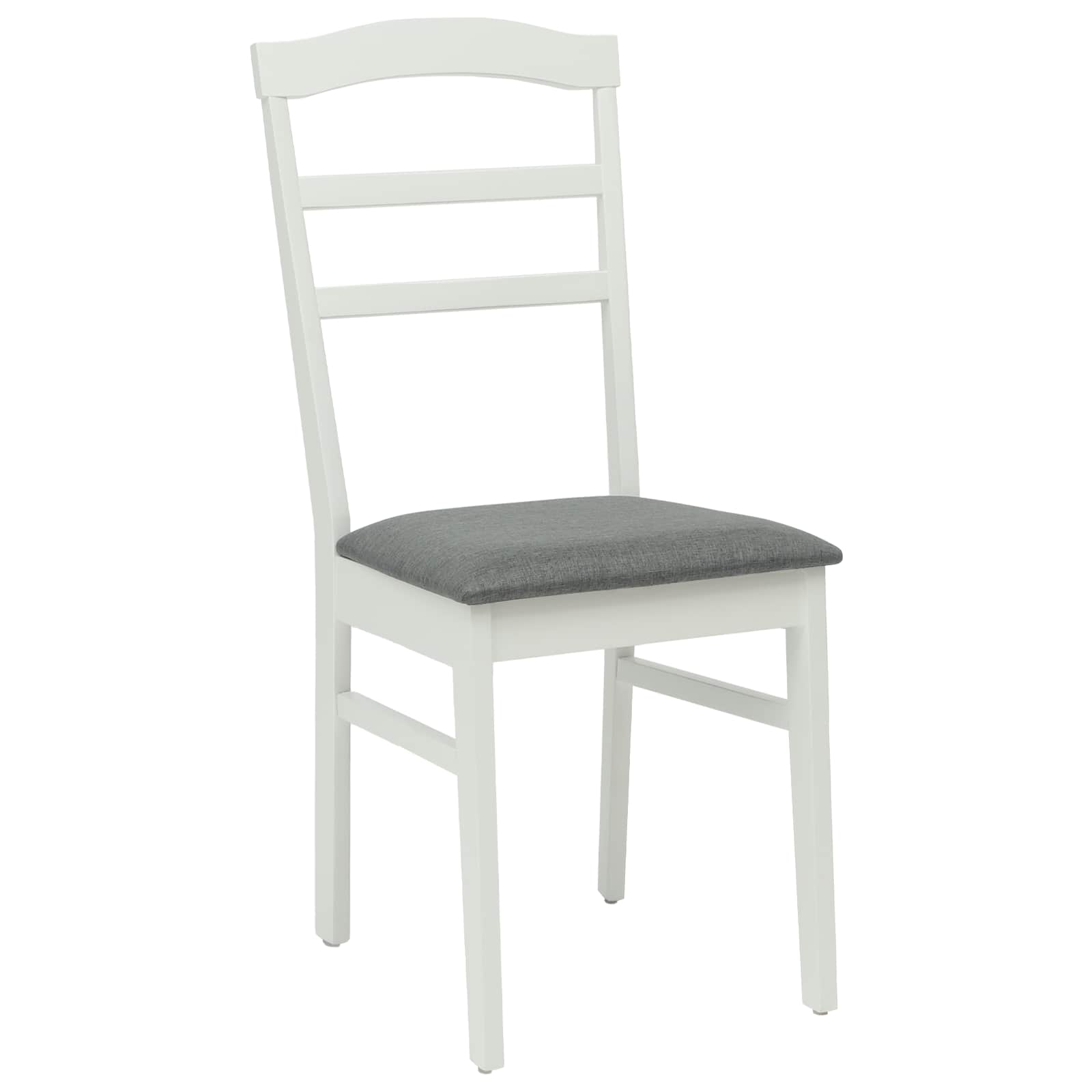 Dining Chair 2 pcs White and Grey Solid Rubber Wood