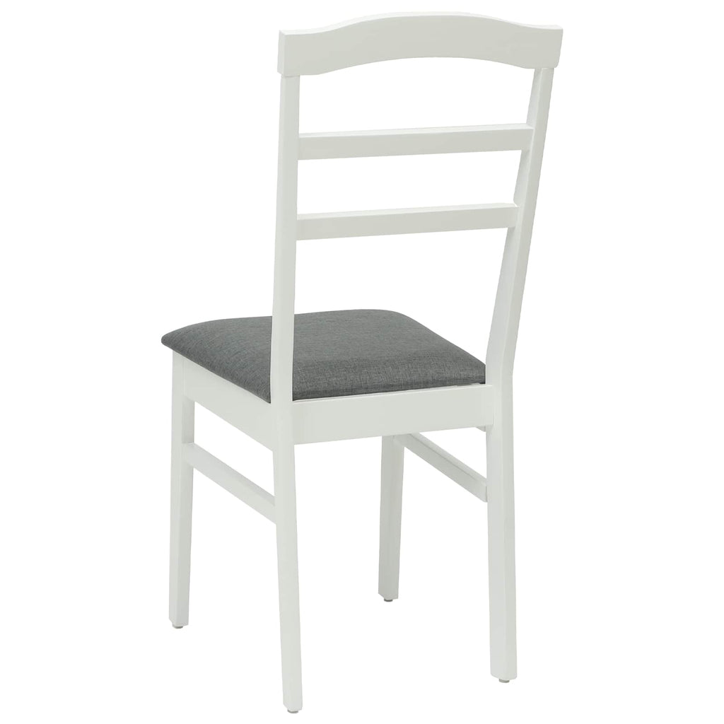 Dining Chair 2 pcs White and Grey Solid Rubber Wood