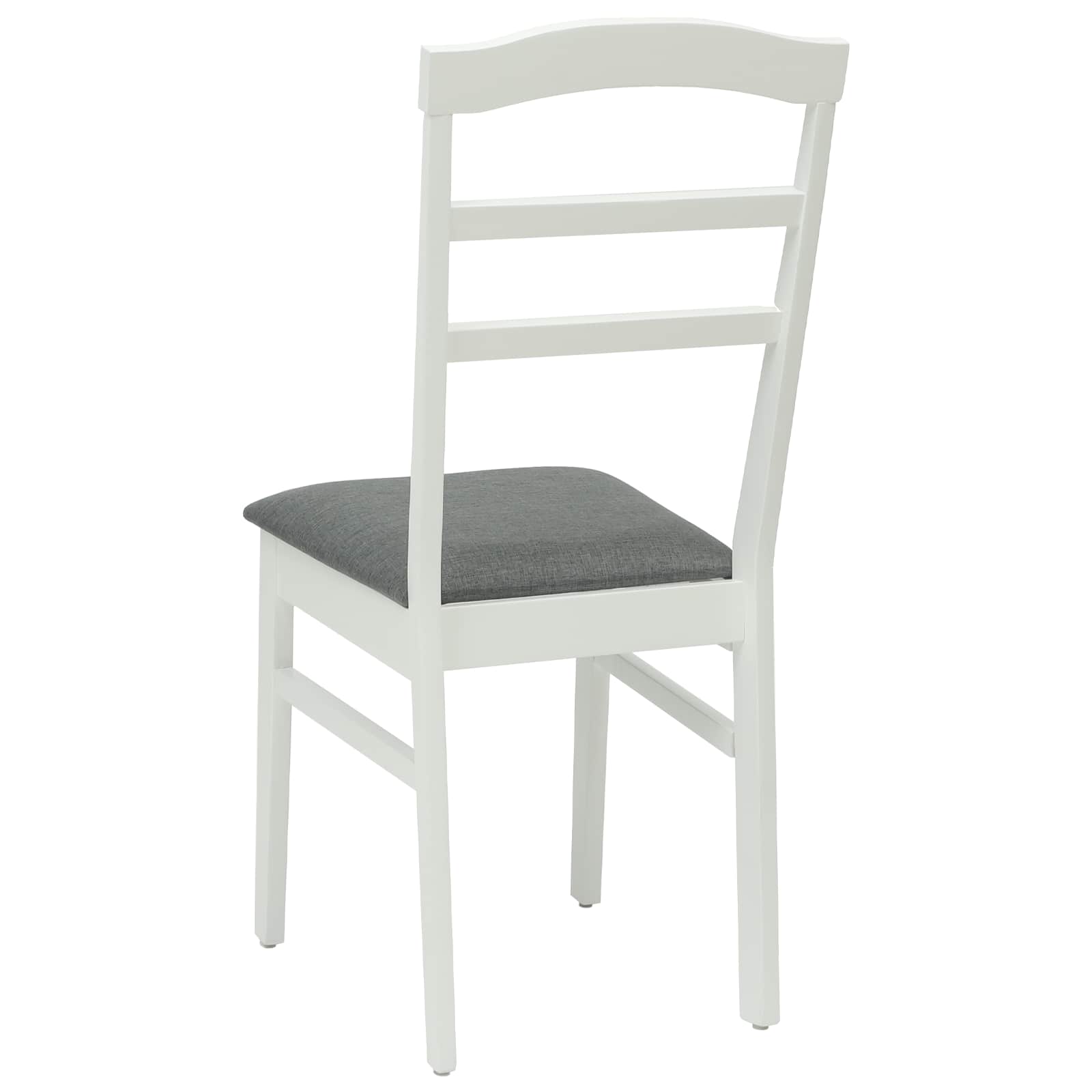 Dining Chair 2 pcs White and Grey Solid Rubber Wood