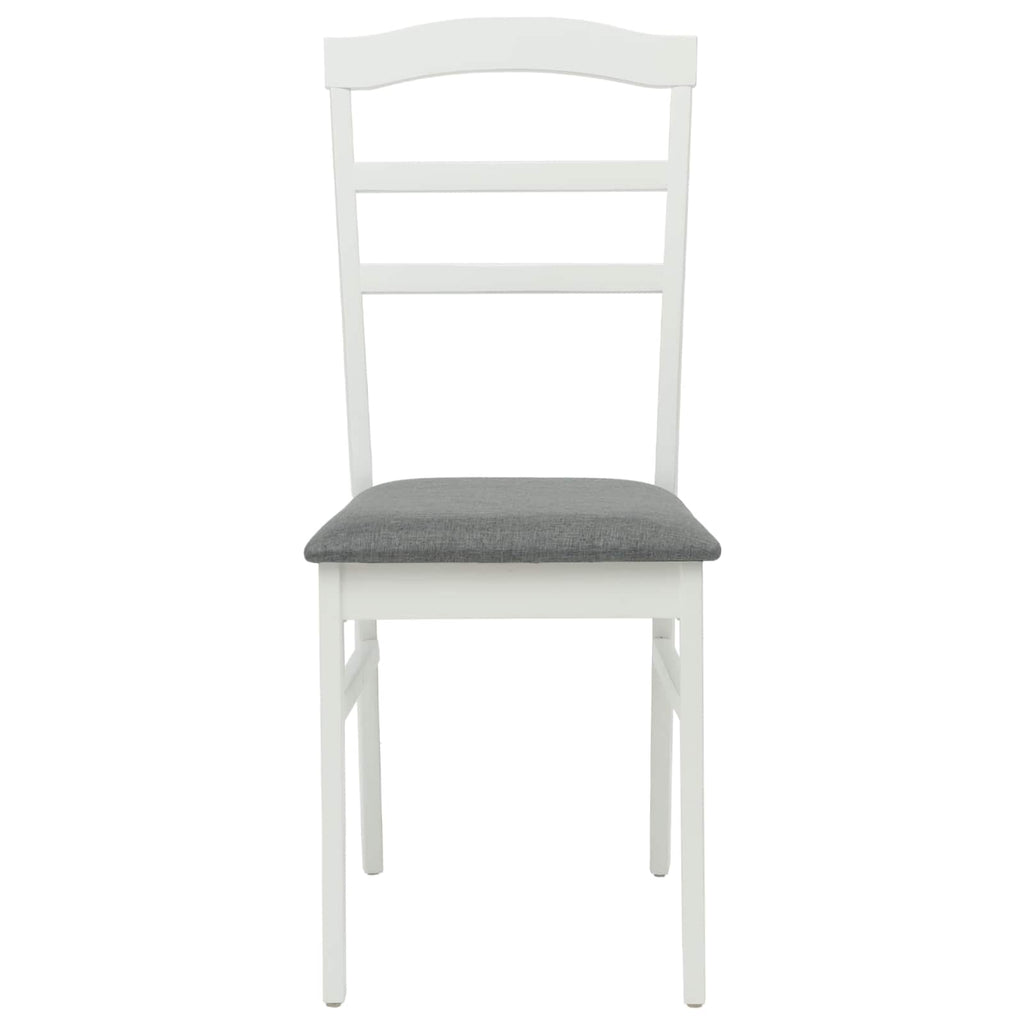 Dining Chair 2 pcs White and Grey Solid Rubber Wood