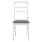 Dining Chair 2 pcs White and Grey Solid Rubber Wood