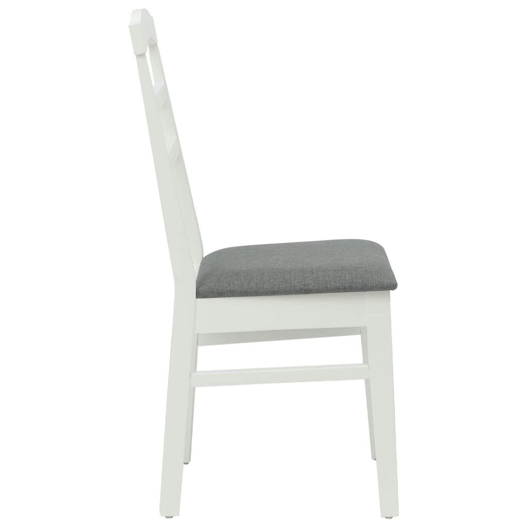 Dining Chair 2 pcs White and Grey Solid Rubber Wood