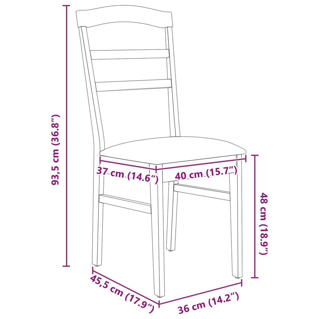 Dining Chair 2 pcs White and Grey Solid Rubber Wood