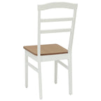 Dining Chair 2 pcs White and Natural Solid Rubber Wood