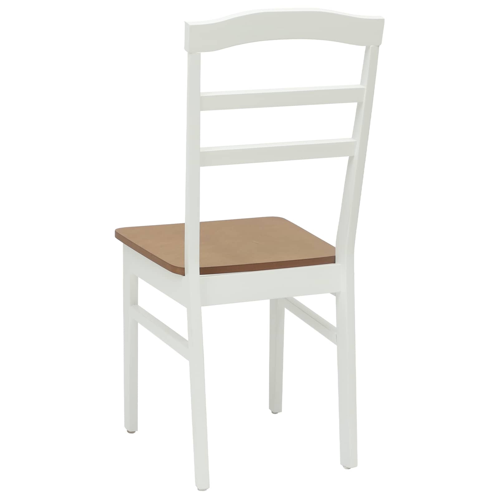 Dining Chair 2 pcs White and Natural Solid Rubber Wood