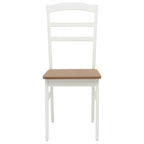 Dining Chair 2 pcs White and Natural Solid Rubber Wood