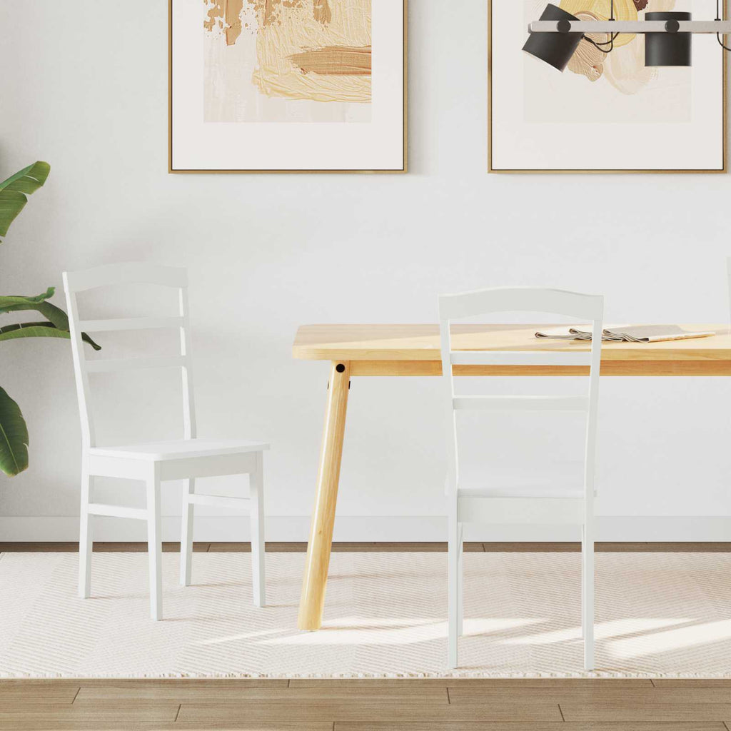 Dining Chair 2 pcs White Solid Rubber Wood
