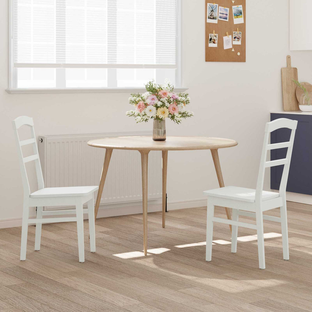Dining Chair 2 pcs White Solid Rubber Wood