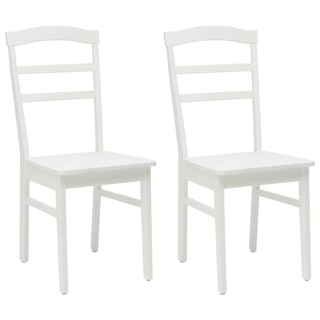 Dining Chair 2 pcs White Solid Rubber Wood