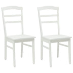 Dining Chair 2 pcs White Solid Rubber Wood