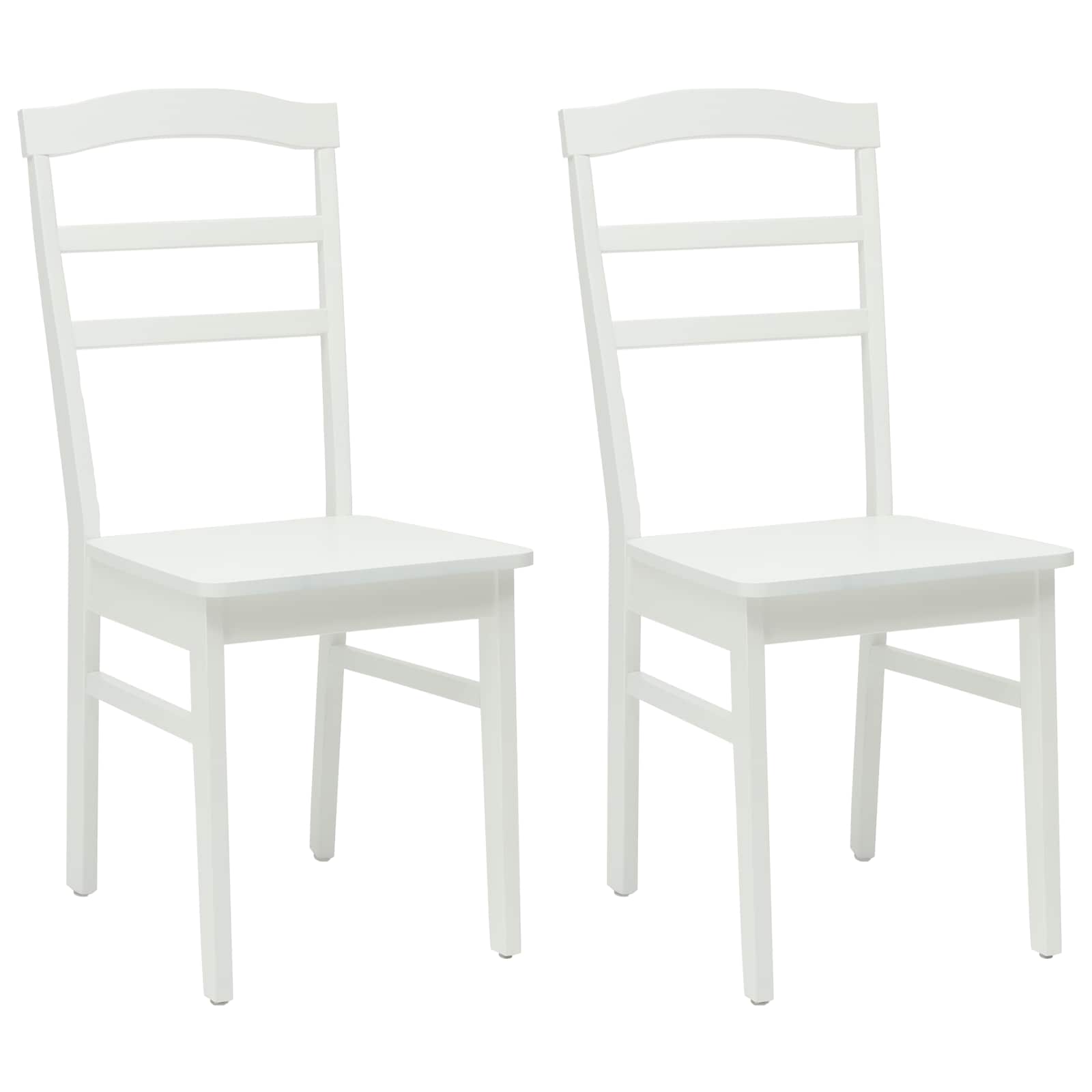 Dining Chair 2 pcs White Solid Rubber Wood