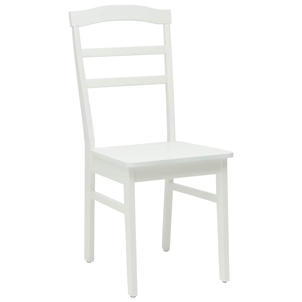 Dining Chair 2 pcs White Solid Rubber Wood